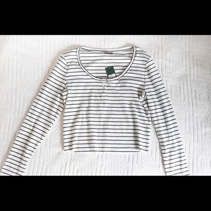 Black and White Striped Crop Top